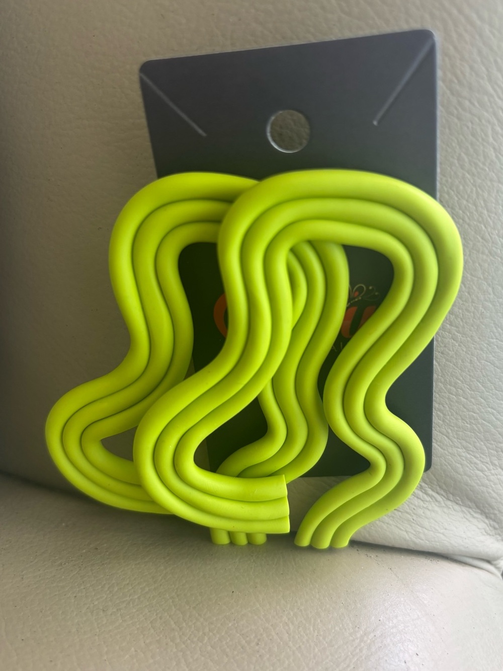 Neon Lime Wavy Hoop Statement Earrings